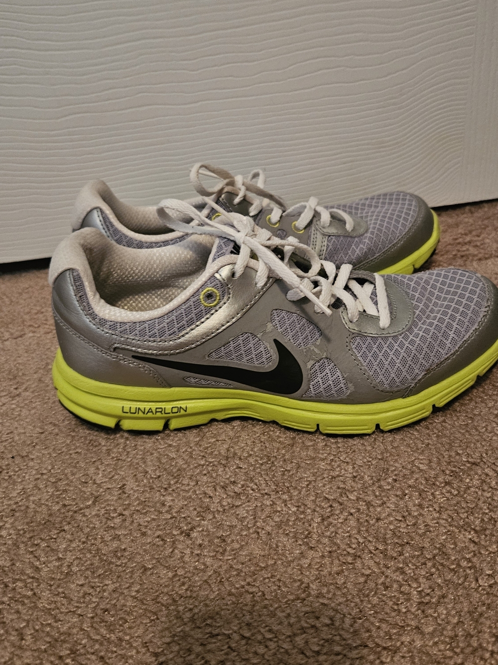 Nike Gray and Neon Green Kids Sneakers